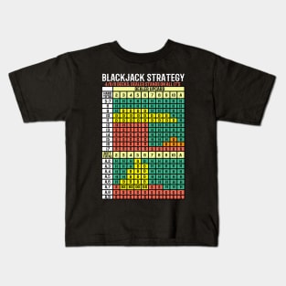 Blackjack Strategy Card I Card Deck I Casino  graphic Kids T-Shirt